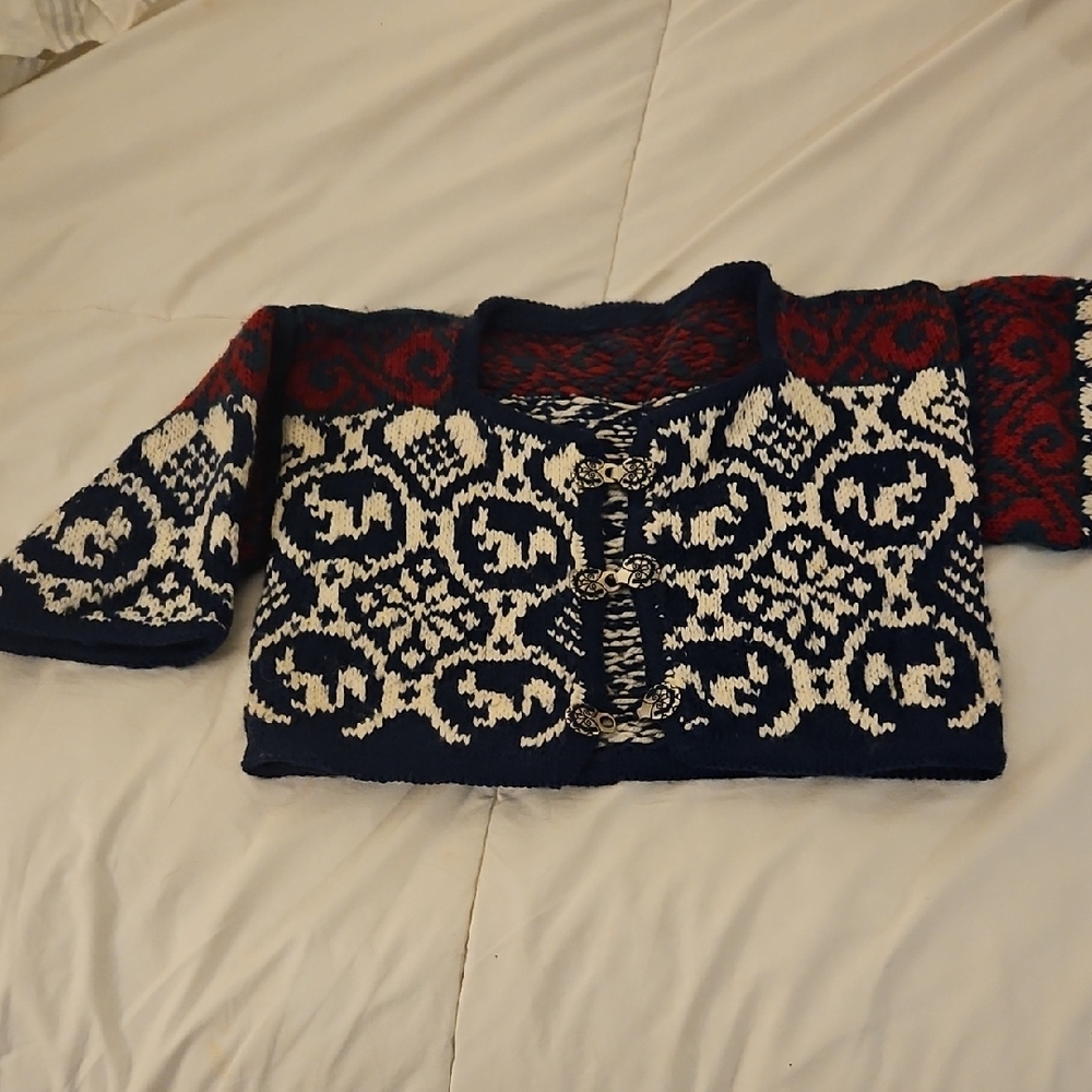 Patterned Navy and Red Childrens Sweater